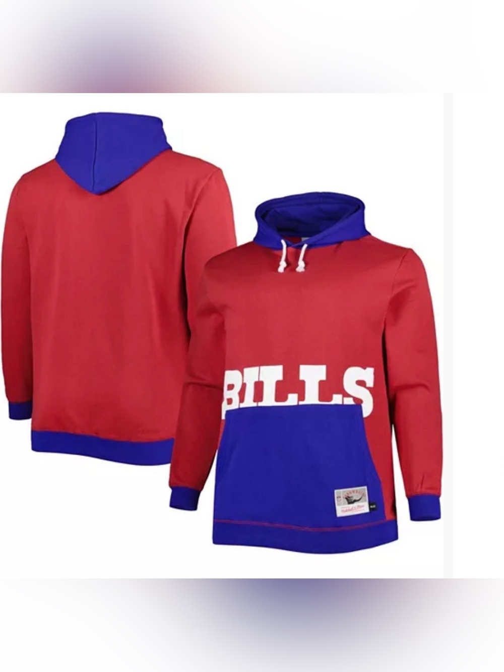 NWT Mitchell & Ness Buffalo Bills Throwback Hoodie Sweatshirt Men's 4XLT